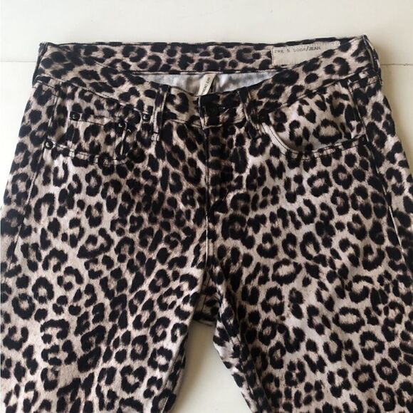 Rag & Bone Boyfriend Mid Rise Leopard Jeans Size 25 NWT - Picture 8 of 15